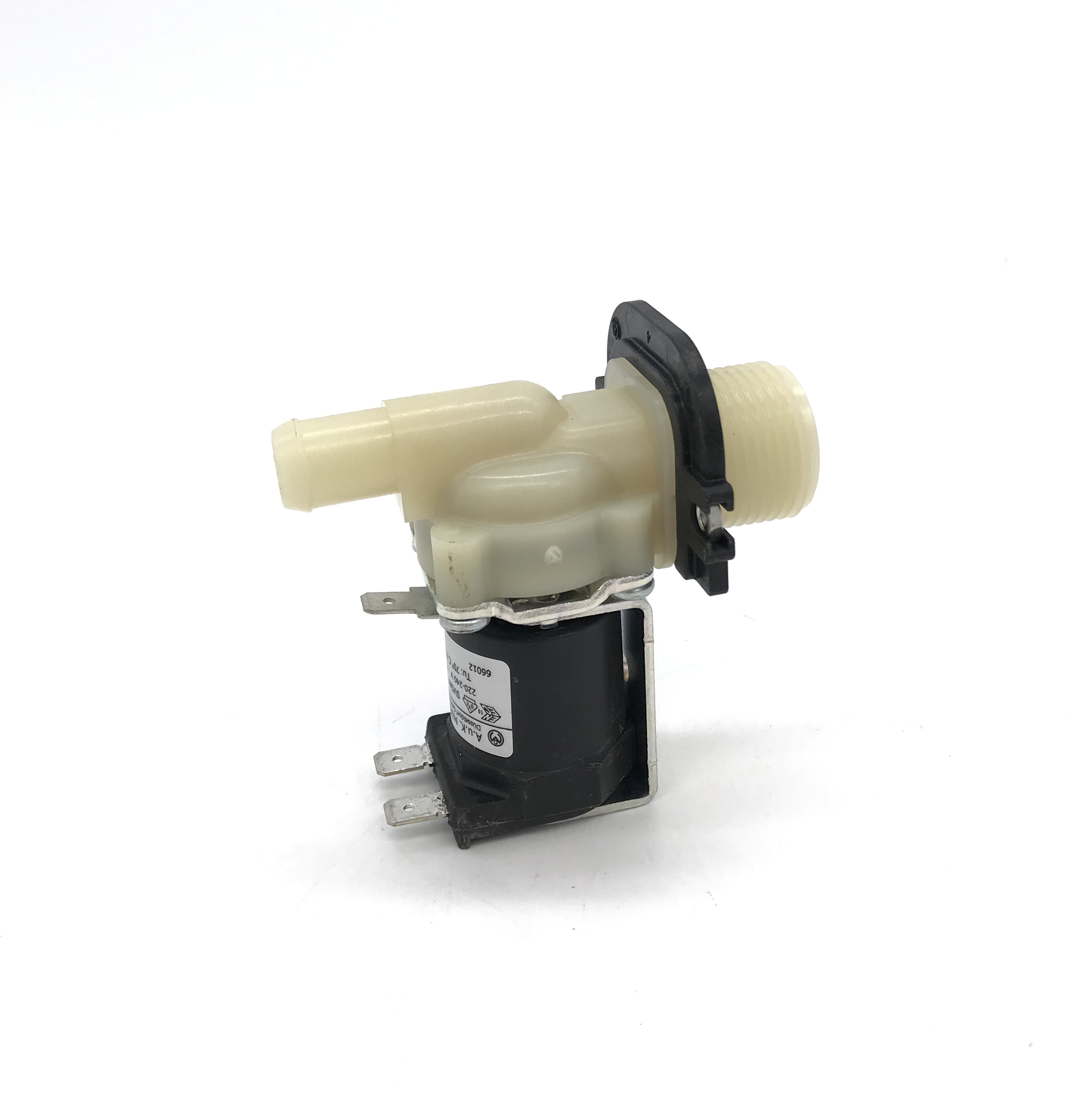 Wassermagnetventil einfach 230V 50 Hz 1x 3/4" Ausgang nach vorne 1x 13,5mm Schlauchstutzen