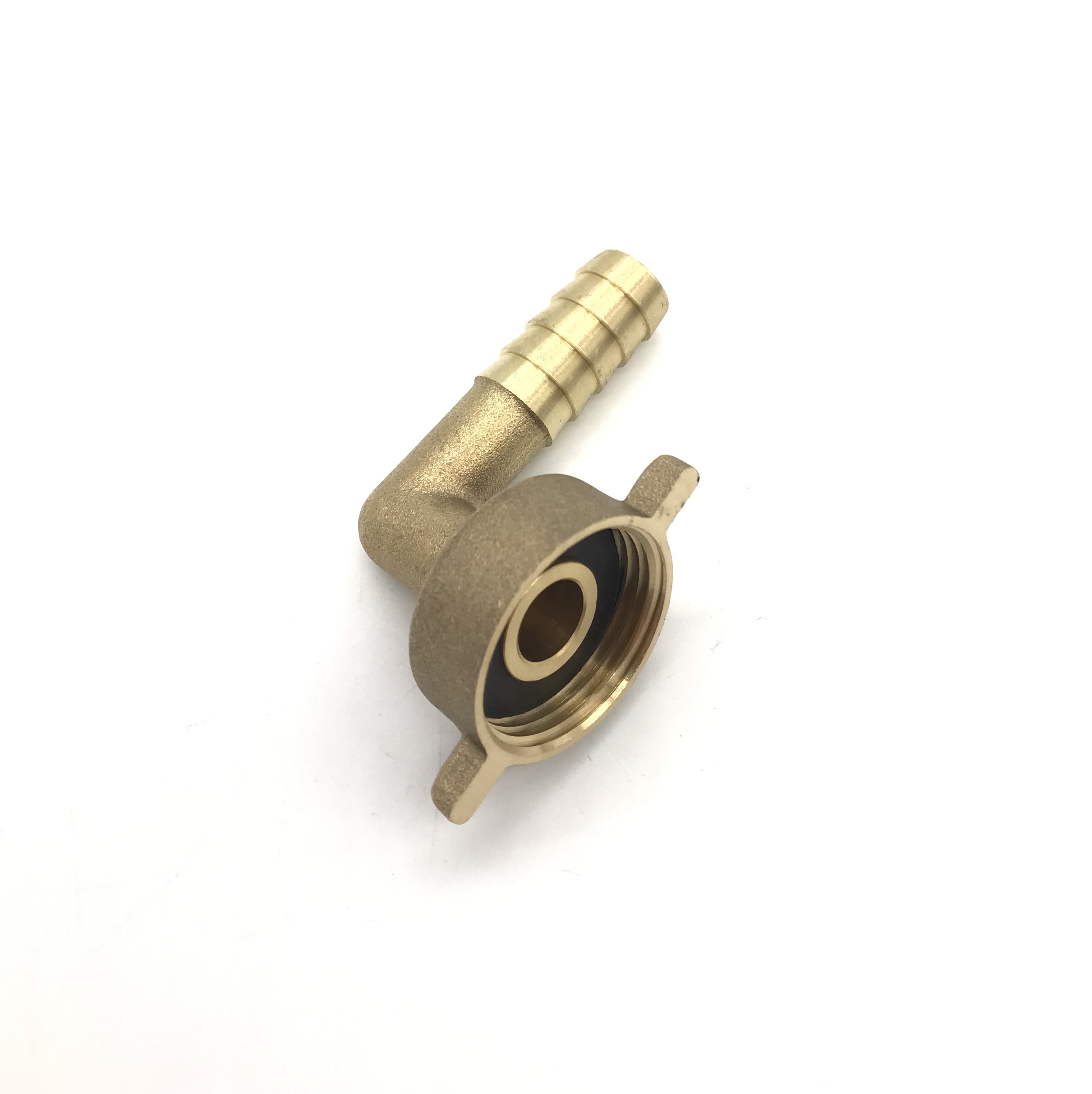 Messing Schlauchtülle gewinkelt 3/4" Überwurfmutter + 1/2" (13mm) Schlauchtülle