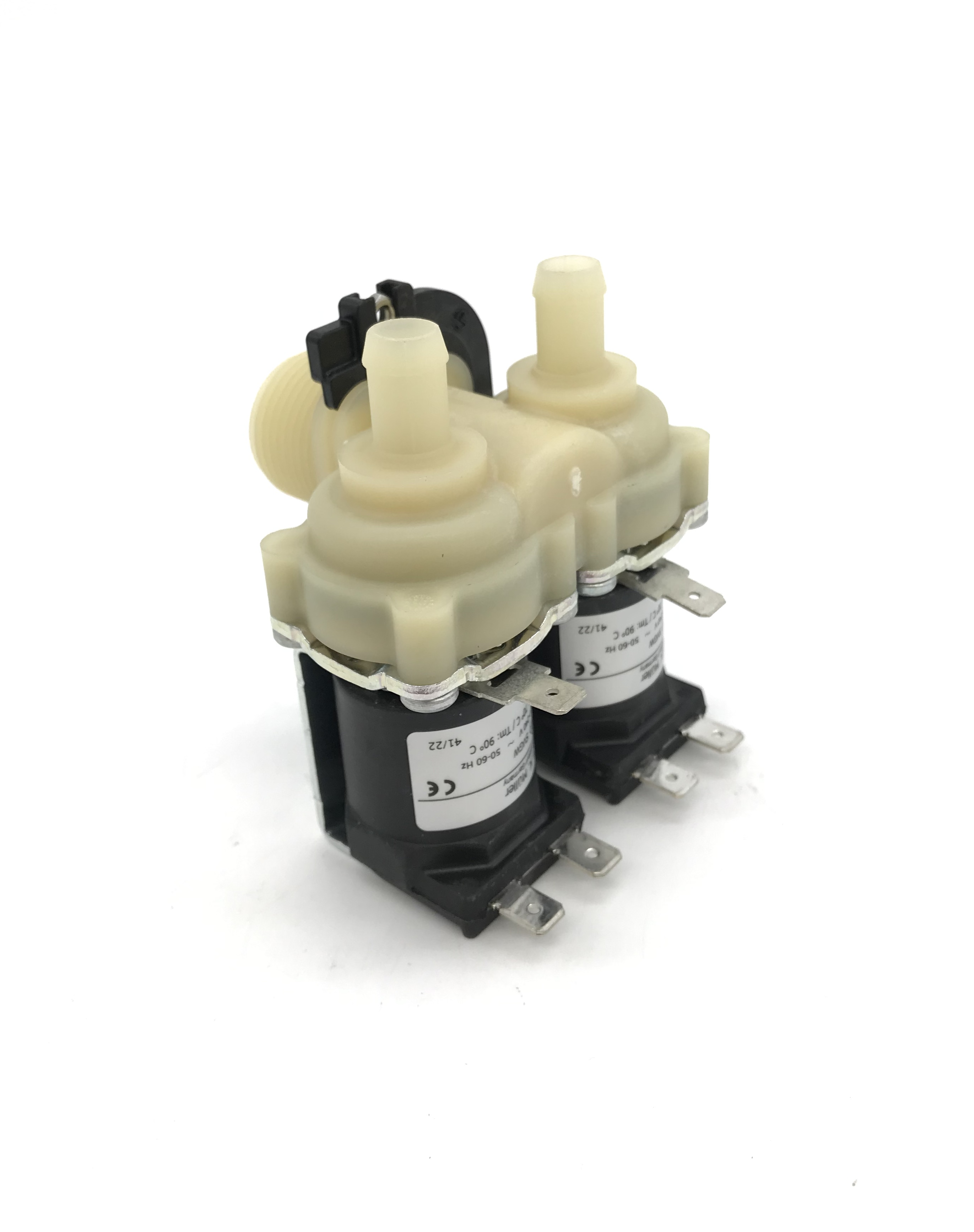 Wassermagnetventil Doppelt 1x 3/4", 2x 11,5mm Schlauchstutzen gerade nach unten 220V