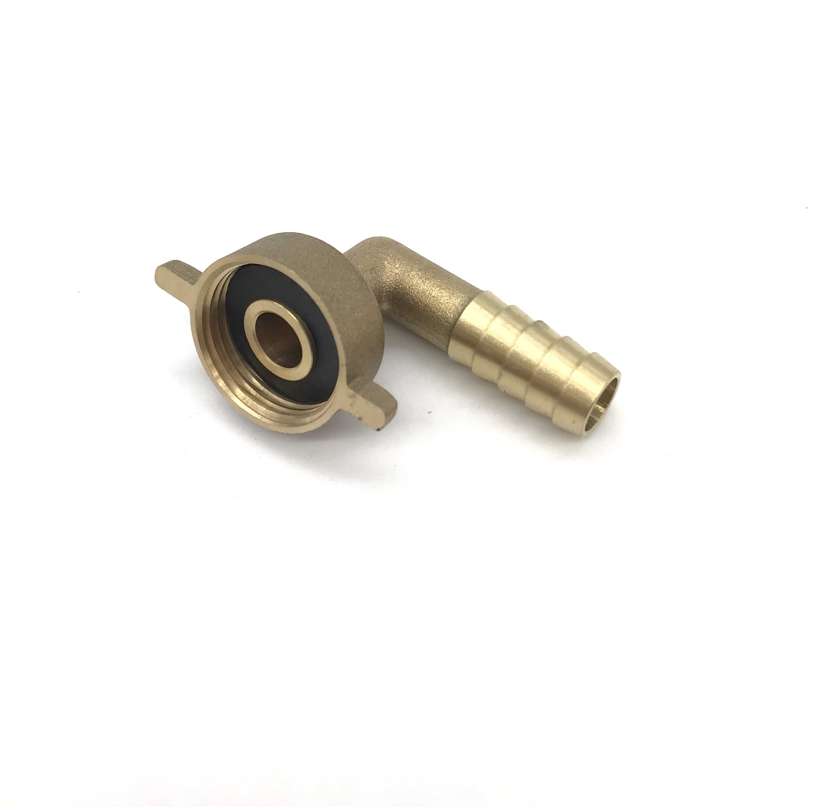 Messing Schlauchtülle gewinkelt 3/4" Überwurfmutter + 1/2" (13mm) Schlauchtülle