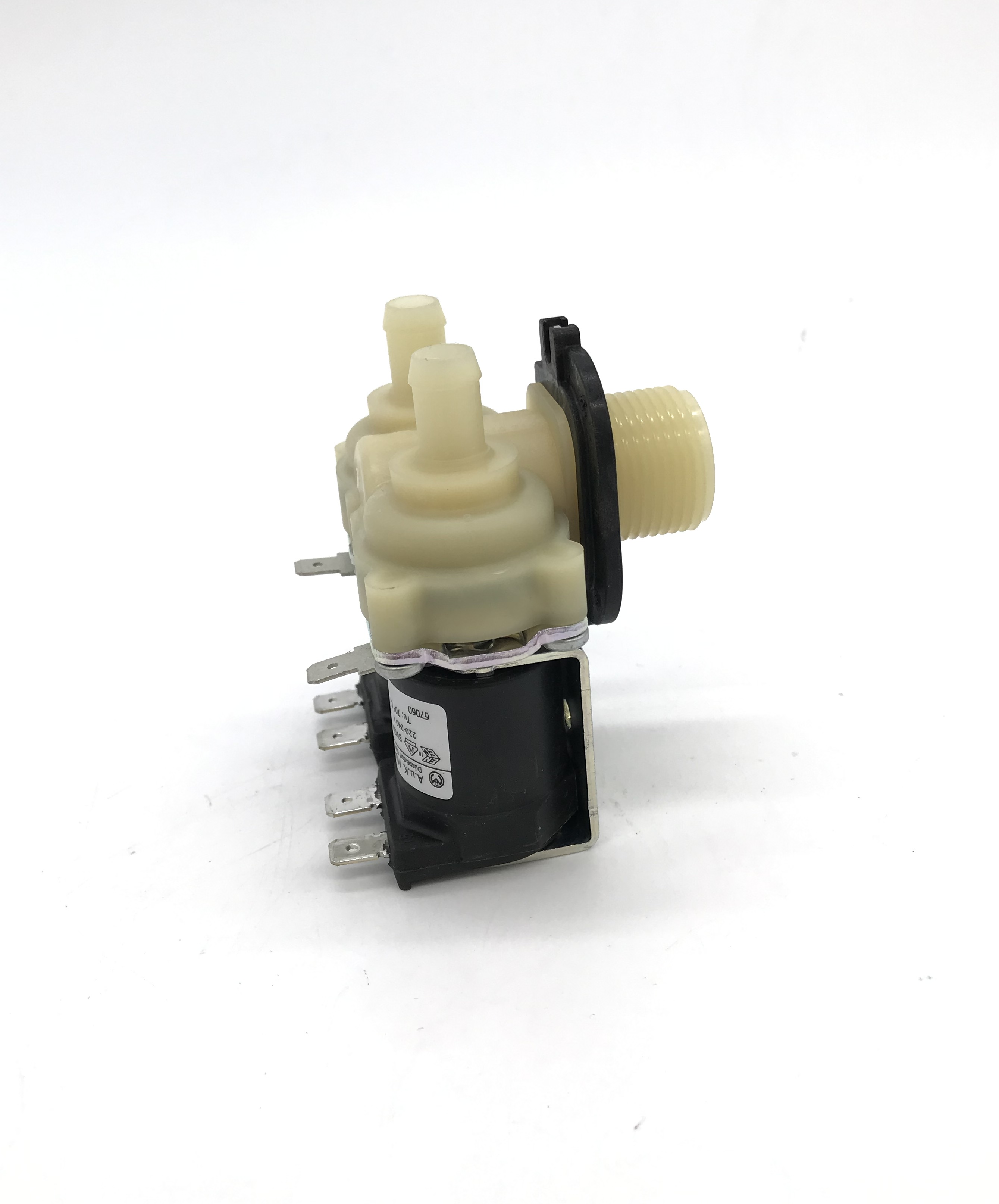 Wassermagnetventil Doppelt 1x 3/4", 2x 11,5mm Schlauchstutzen gerade nach unten 220V